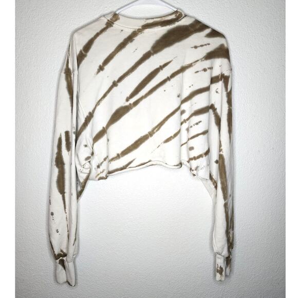Good American Essentials Cropped Cool Sweatshirt Putty Tie Dye Crewneck Sweater - Picture 4 of 11